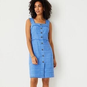 Ann Taylor Tweed Button Front Sleeveless Dress